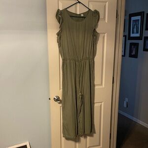 Old Navy Olive Green Ruffle Sleeve Jumpsuit